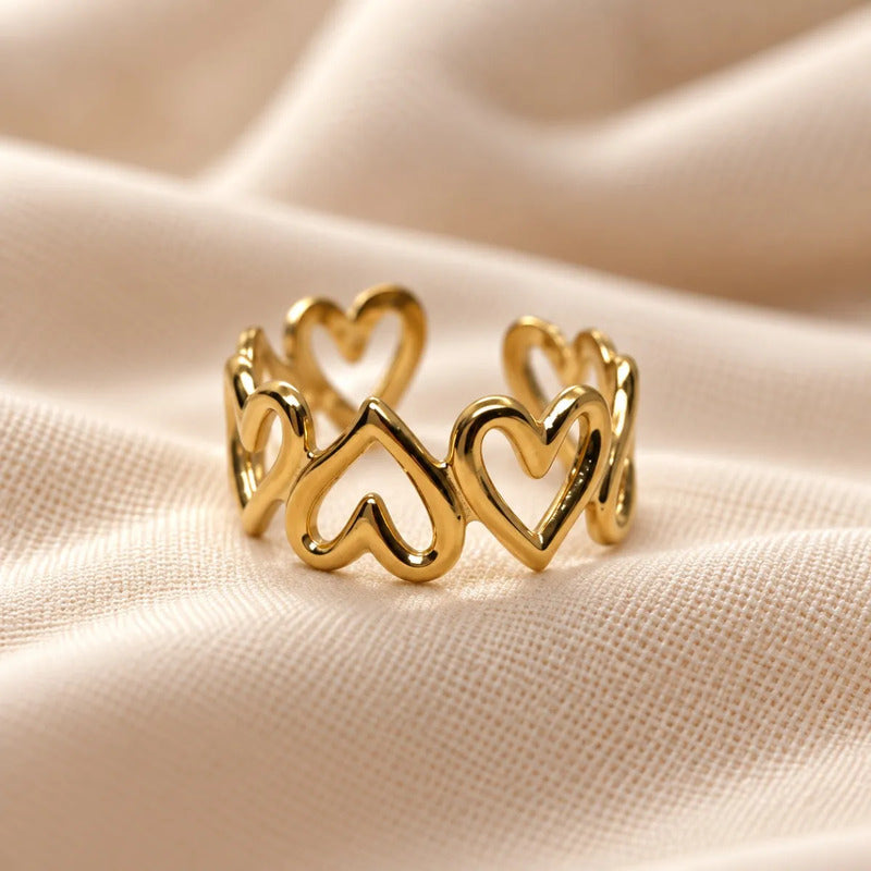 Anillo Corazon Dorado Dorado Ajustable
