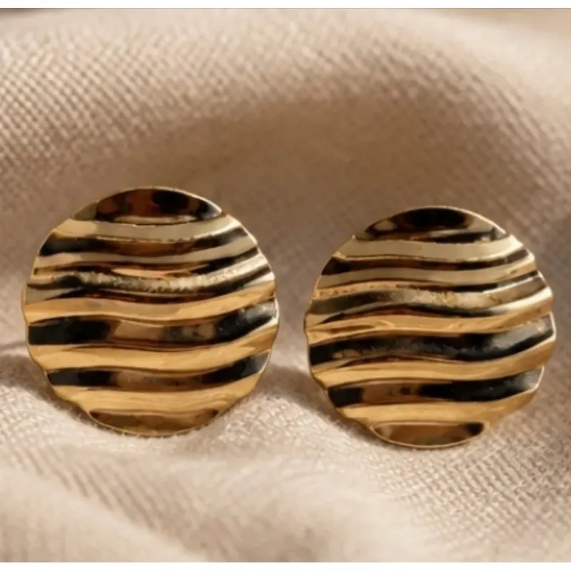 Aros A Presión Mujer Enchapados En Oro Redondos Regalo Clic Dorado