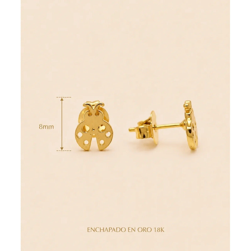 Aros Enchapados En Oro Chinita Mariquita Niña Infantil Mujer Dorado