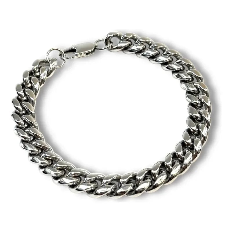 Pulsera Hombre Acero Inoxidable Cubana Clásica Estilo Urbano Cubana 21 Cm