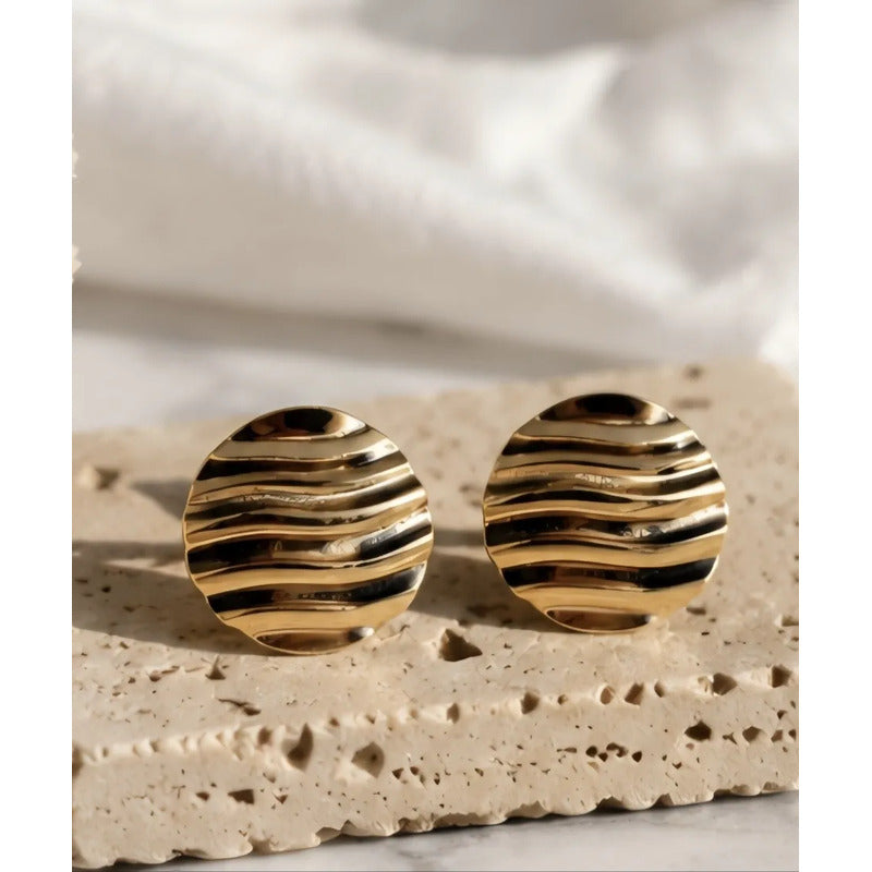 Aros A Presión Mujer Enchapados En Oro Redondos Regalo Clic Dorado
