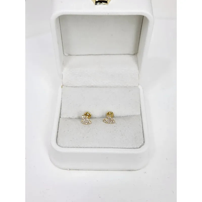 Aros De Niña O Bebe Con Tope De Oro 18k Enchapados Con Caja Dorado