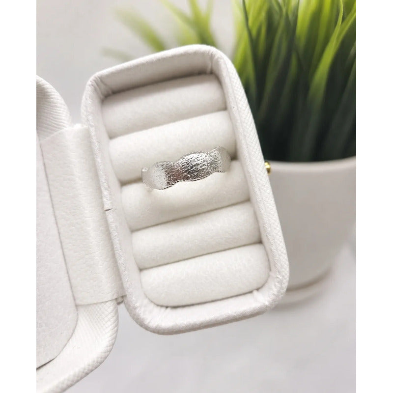 Anillo Plata Mujer Ajustable Texturizado Minimalista 925 Plateado Ajustable