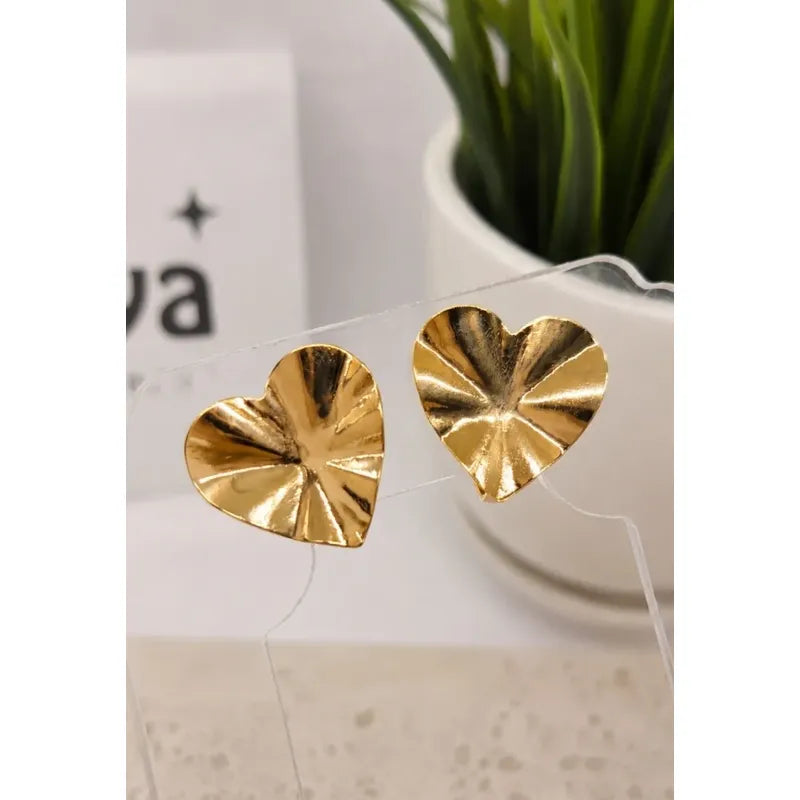 Aros Mujer Sin Perforar Enchapado En Oro Corazon A Presion Dorado