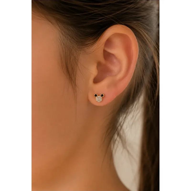 Aros Niña Oro 18k Enchapado Circon Tope Seguro Infantil Bebe Dorado