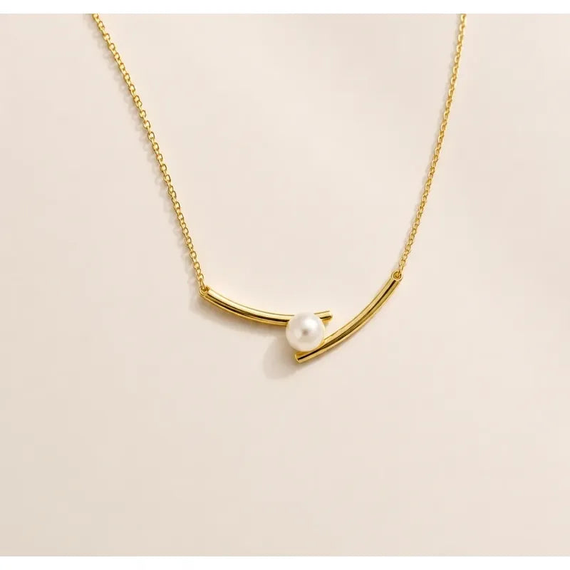 Collar Mujer Perla Blanca Acero Quirúrgico Caja Regalo Dorado