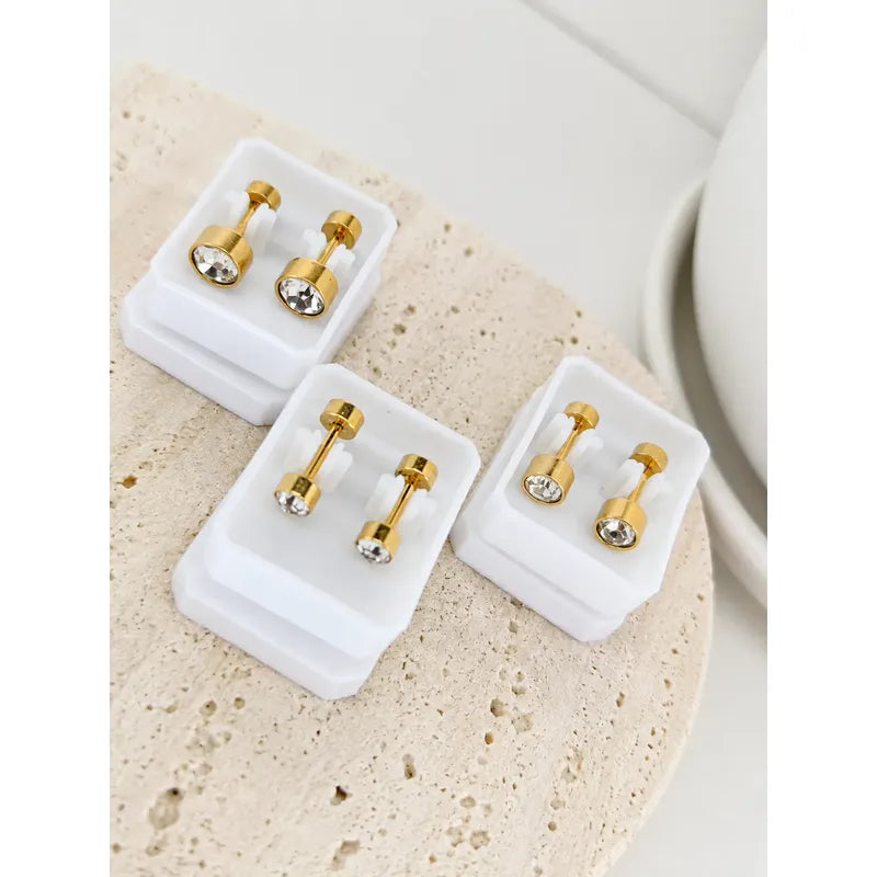 Aros Mujer Set Punto De Luz Con Tope Seguro Acero Inoxidable Punto De Luz 6puntodeluz