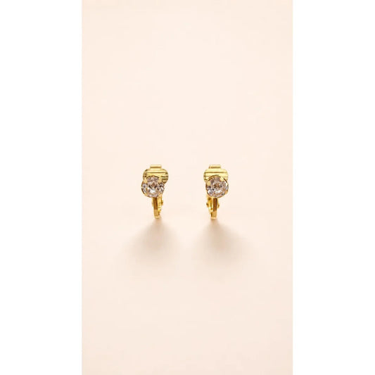 Aros Mujer Presion Brilante Pequeño Dorado Dorado