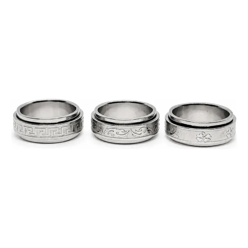 Anillo Antiestres Giratorio Unisex Acero Inoxidable Variado Diseño Al Azar 18