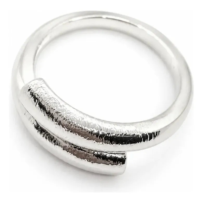 Anillo Mujer Plata Ajustable Abierto Doble Línea Elegante Plateado Ajustable