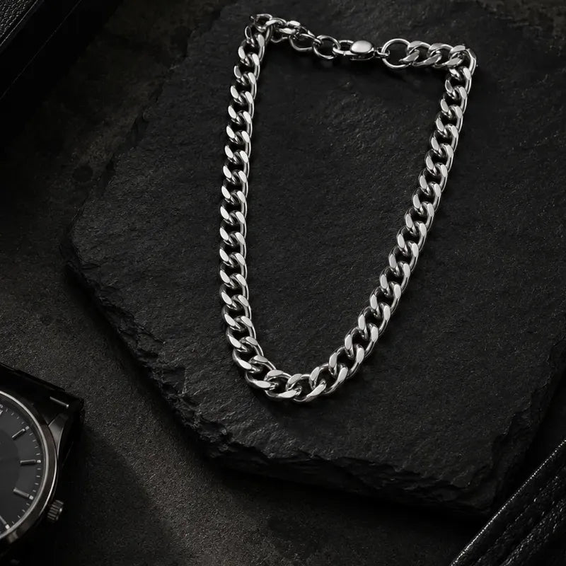Pulsera Hombre Acero Inoxidable Cubana Clásica Estilo Urbano Eslabones 22 Cm