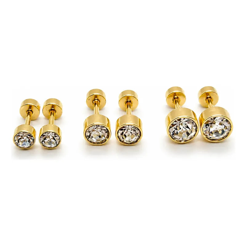 Aros Mujer Set Punto De Luz Con Tope Seguro Acero Inoxidable Punto De Luz 6puntodeluz