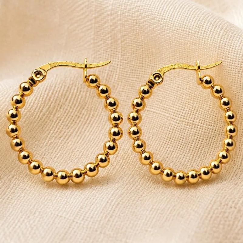 Aros Mujer Argollas Acero Inoxidable Minimalistas 20mm Dorado