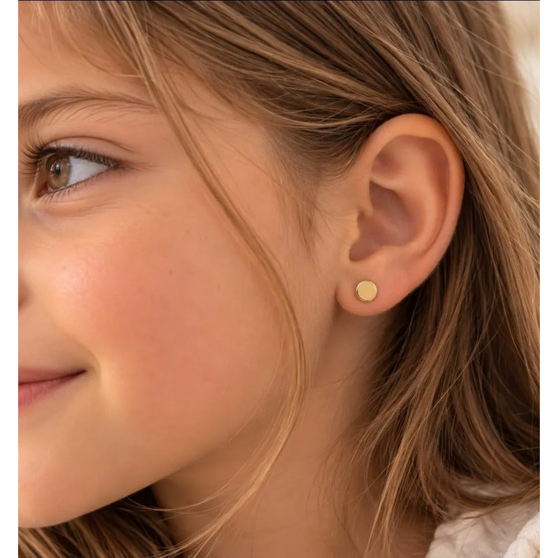 Aros Redondos Enchapados En Oro Tope Bebe Niña Regalo Dorado
