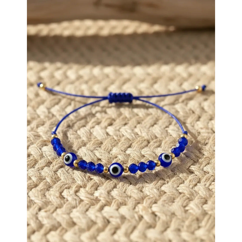 Pulsera Ojo Turco Protección Amuleto Suerte Unisex En Acero Azul 16 Cm