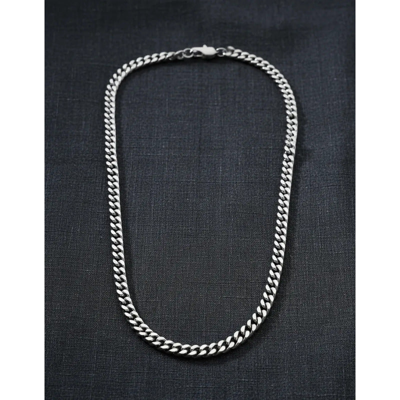 Cadena Cubana Hombre Acero Inoxidable 8mm Gruesa Regalo Plateado