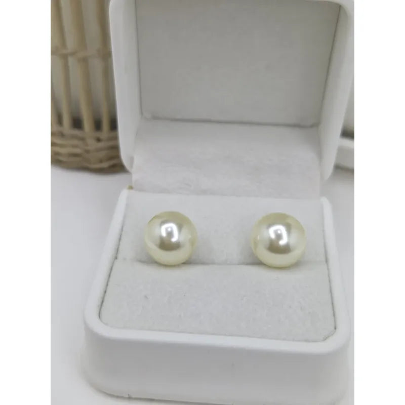Aros Perlas Clásicas 12mm Enchapadas Oro 18k – Pendientes Elegantes Mujer