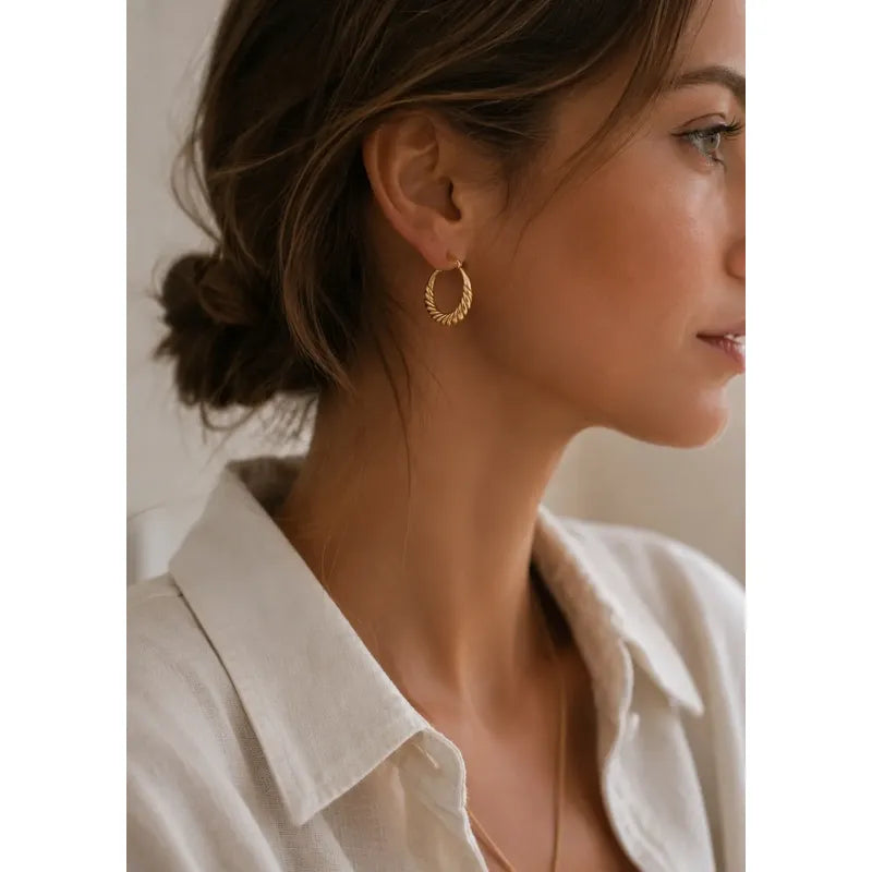 Aros Mujer Argollas Doradas De Acero Inoxidable Resistentes Dorado
