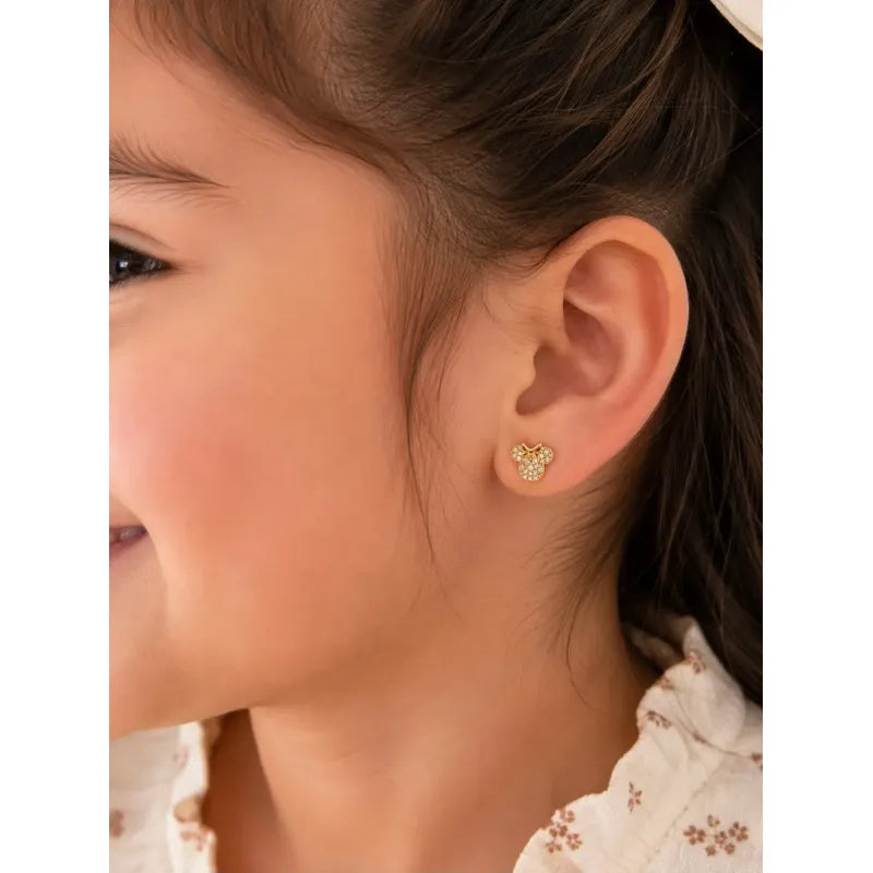 Aros Niña Minnie Enchapado Oro 18k 8mm Regalo Infantil Bebe Dorado