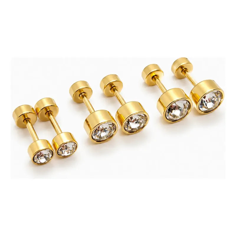 Aros Mujer Set Punto De Luz Con Tope Seguro Acero Inoxidable Punto De Luz 6puntodeluz