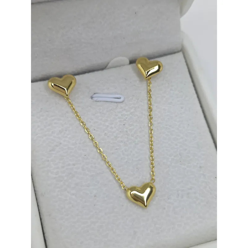 Conjunto Corazón Acero Dorado Collar Y Aros Regalo Mujer Set Dorado