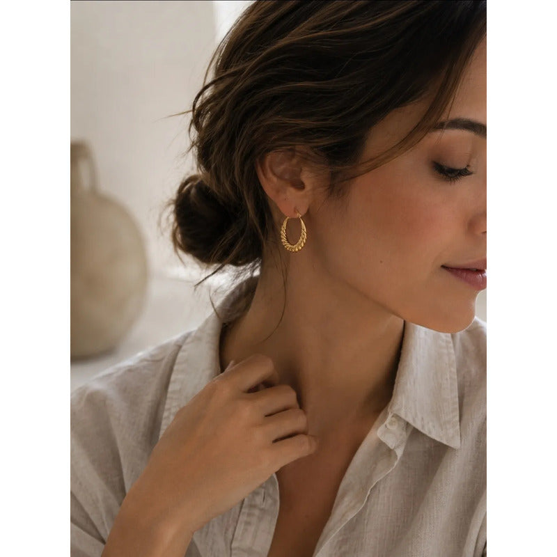 Aros Mujer Argollas Doradas De Acero Inoxidable Resistentes Dorado