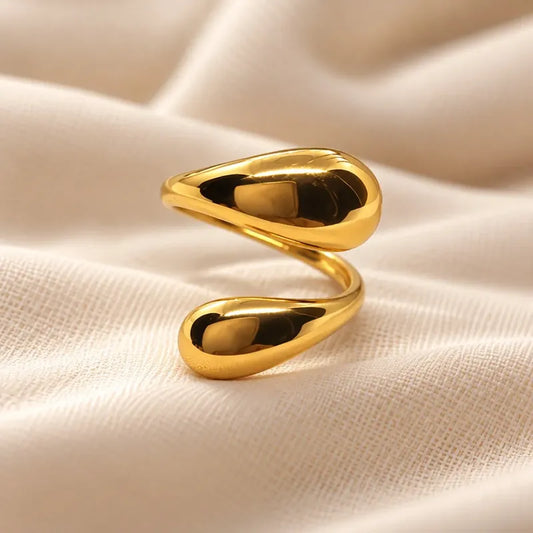 Anillo Dos Franjas Dorado Ajustable