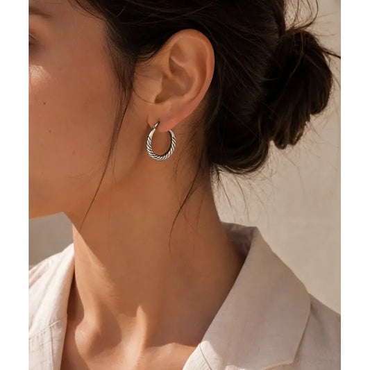 Aros Lena Argollas Plateadas