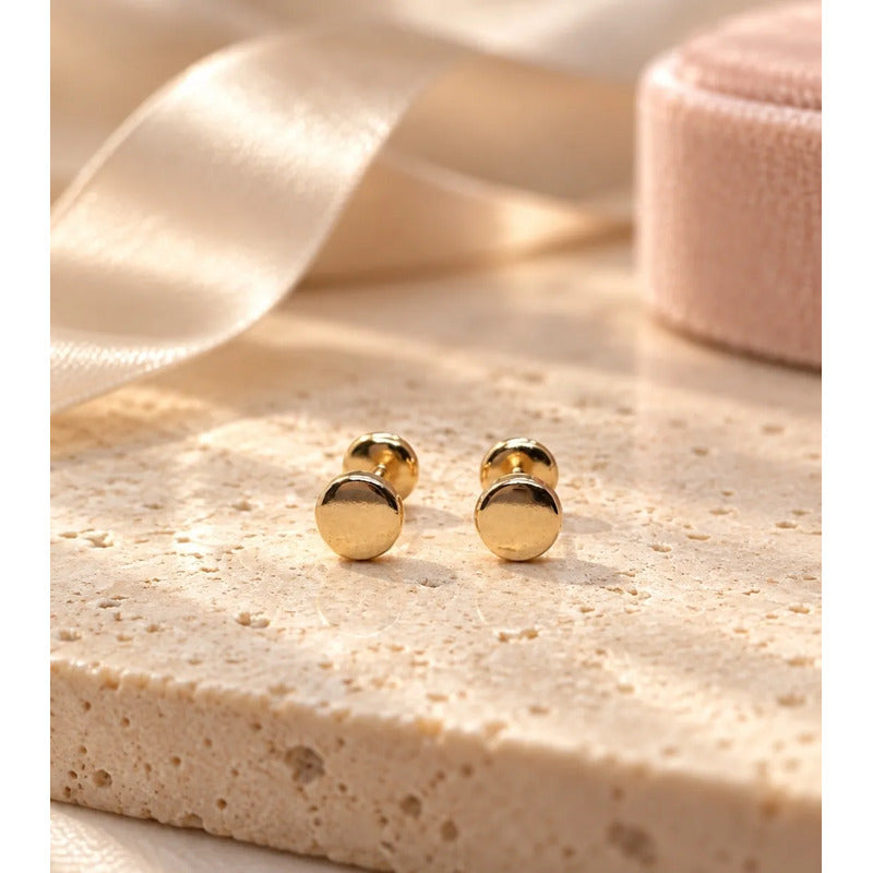 Aros Redondos Enchapados En Oro Tope Bebe Niña Regalo Dorado
