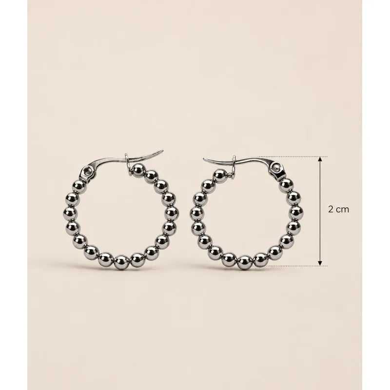 Aros Mujer Argollas Acero Inoxidable Minimalistas 20mm Plateado