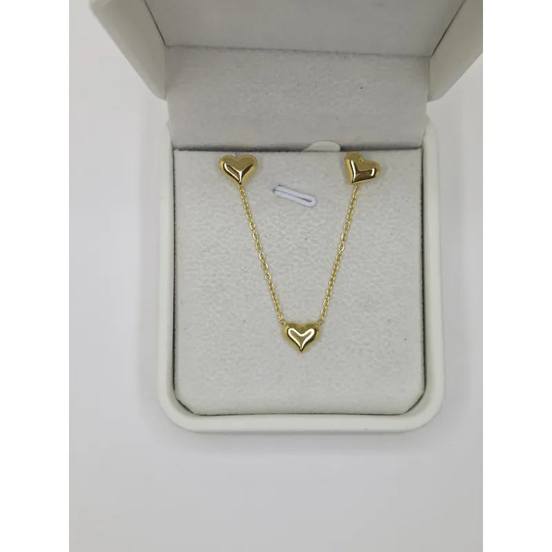 Conjunto Corazón Acero Dorado Collar Y Aros Regalo Mujer Set Dorado