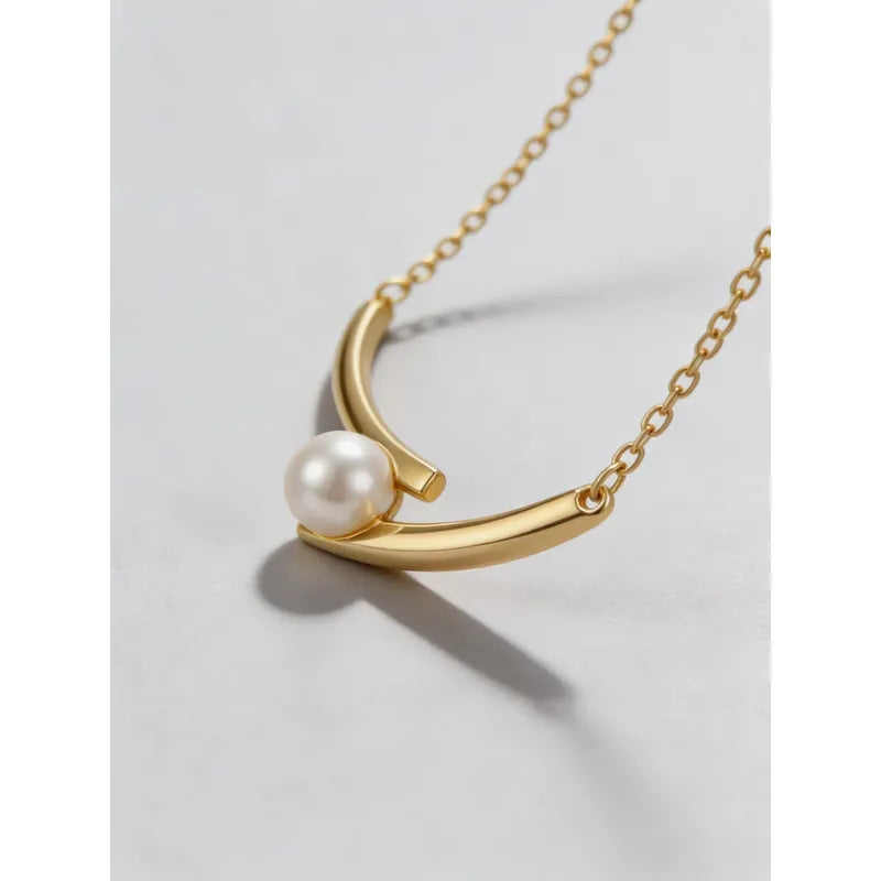 Collar Mujer Perla Blanca Acero Quirúrgico Caja Regalo Dorado
