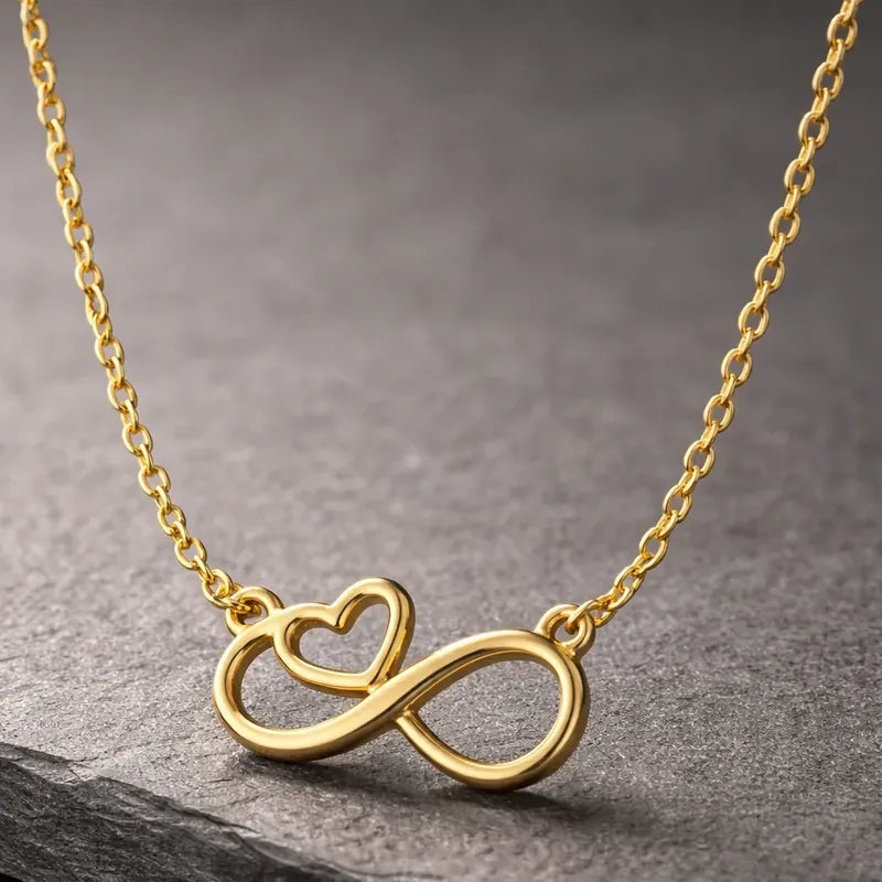 Collar Mujer Acero Inoxidable Amor Infinito Corazón Dorado