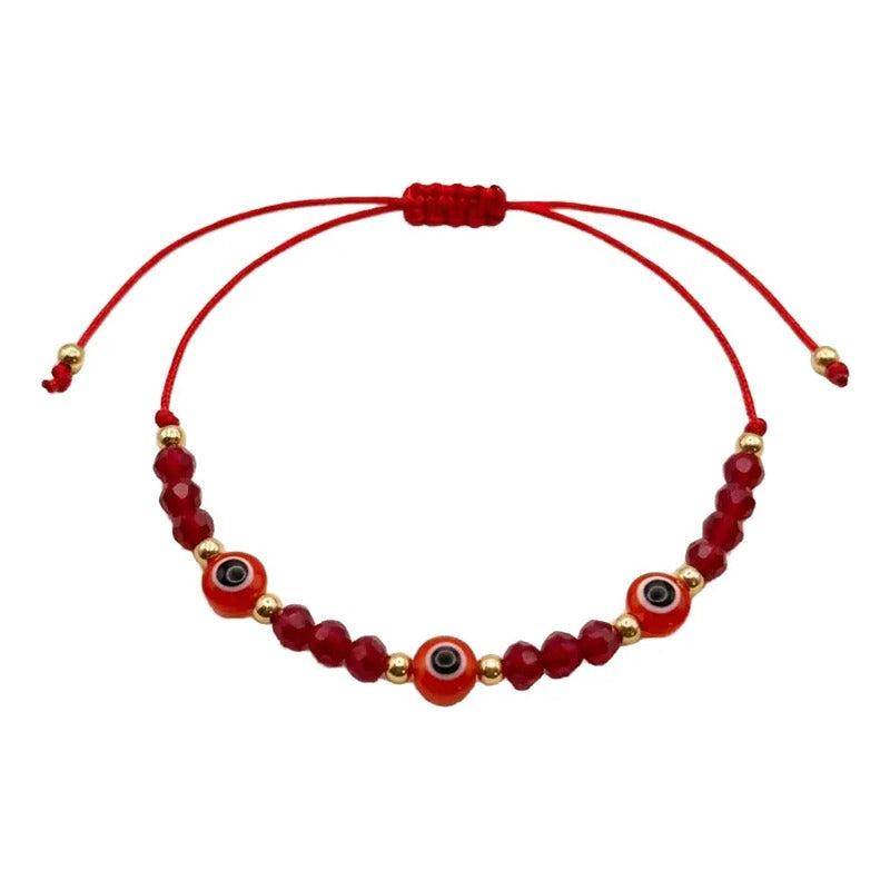 Pulsera Ojo Turco Roja Protección Mal De Ojo Acero Suerte Rojo 16 Cm