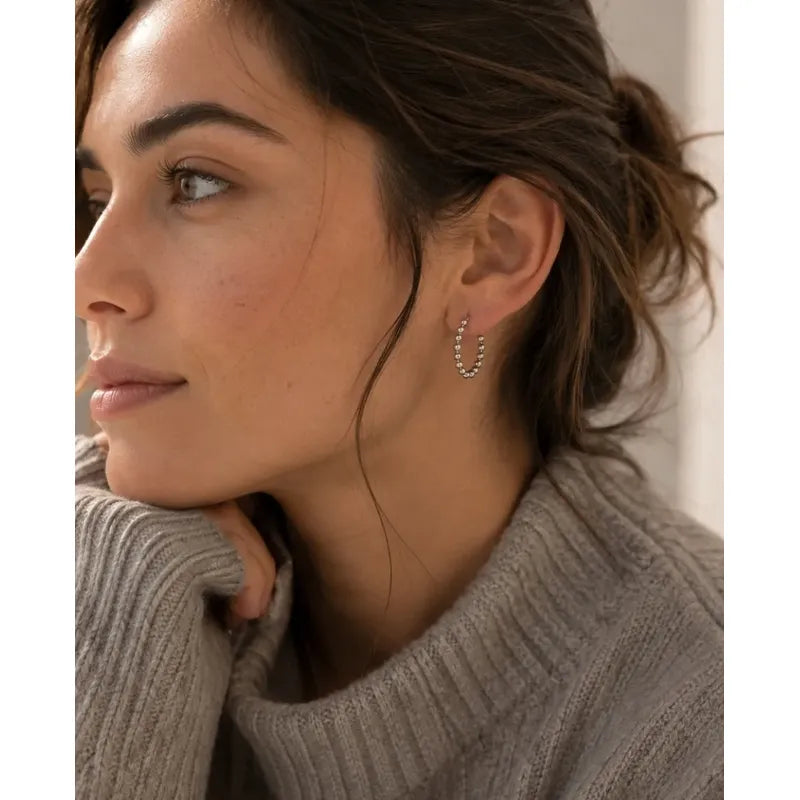 Aros Mujer Argollas Acero Inoxidable Minimalistas 20mm Plateado