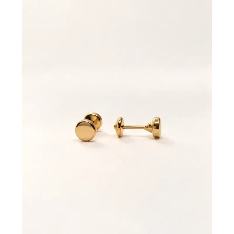 Aros Redondos Enchapados En Oro Tope Bebe Niña Regalo Dorado