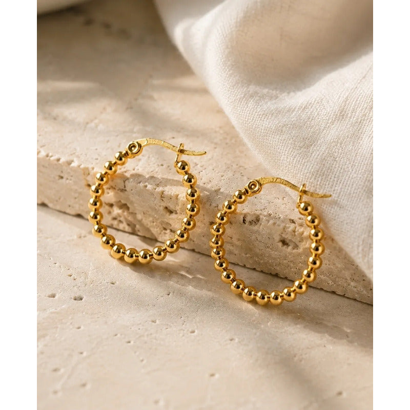 Aros Mujer Argollas Acero Inoxidable Minimalistas 20mm Dorado