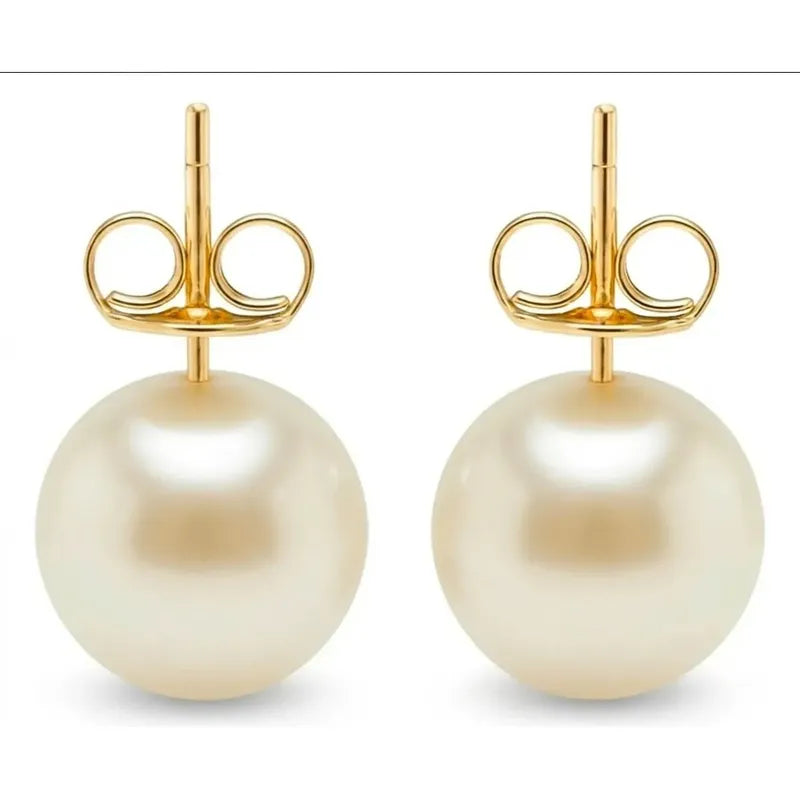 Aros Perlas Clásicas 12mm Enchapadas Oro 18k – Pendientes Elegantes Mujer