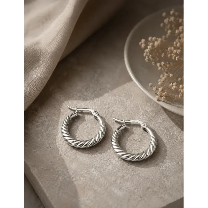 Aros Lena Argollas Plateadas