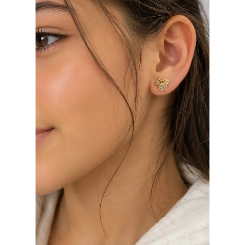 Aros Niña Minnie Enchapado Oro 18k 8mm Regalo Infantil Bebe Dorado
