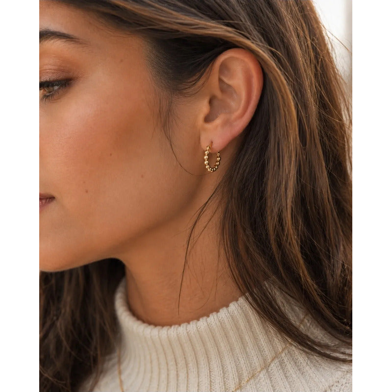 Aros Mujer Argollas Acero Inoxidable Minimalistas 20mm Dorado