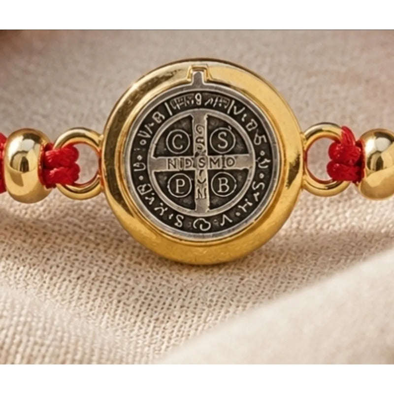 Pulsera San Benito Ajustable Amuleto Unisex Protección Rojo 18 Cm