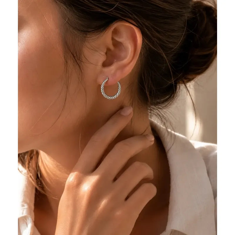 Aros Lena Argollas Plateadas