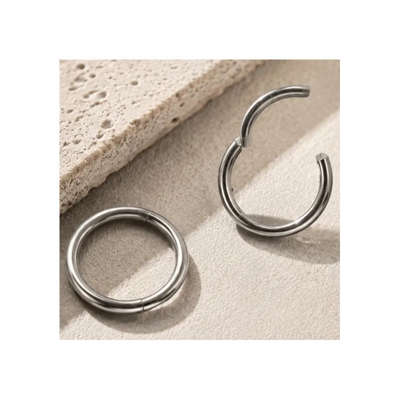 Aros Clicker Argollas 10mm Acero Quirúrgico Hombre Unisex Plateado