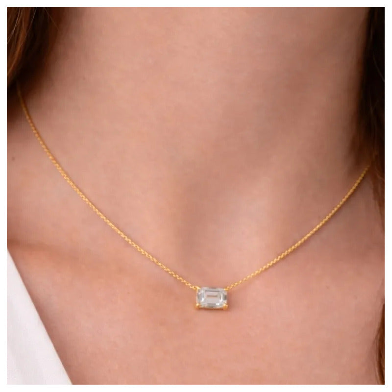 Collar Mujer Punto Luz Cuadrado Acero Inoxidable Regalo Dama Dorado