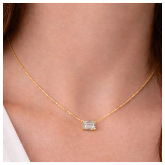 Collar Mujer Punto Luz Cuadrado Acero Inoxidable Regalo Dama Dorado