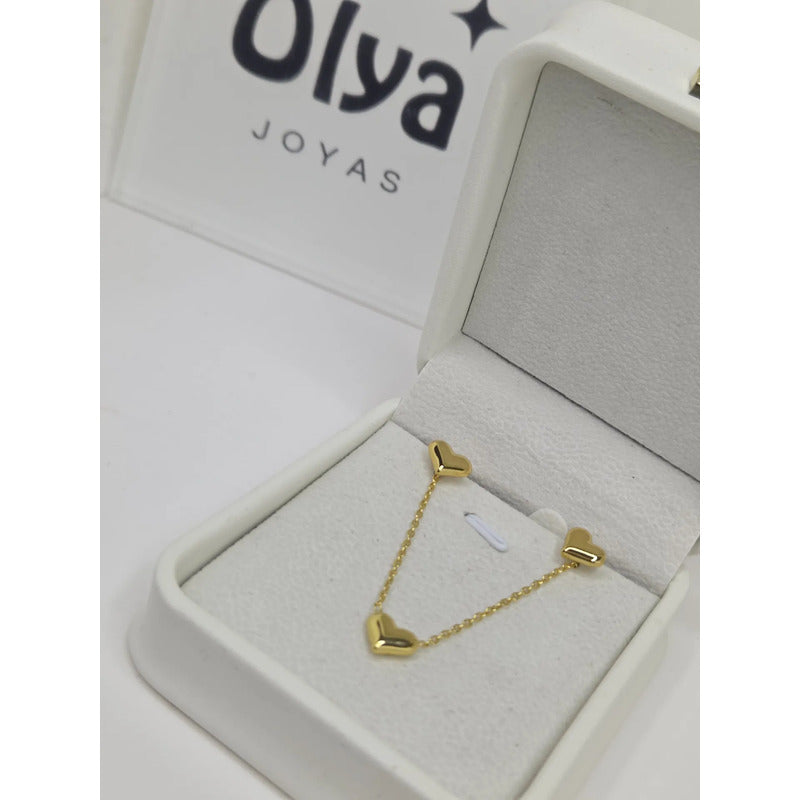 Conjunto Corazón Acero Dorado Collar Y Aros Regalo Mujer Set Dorado