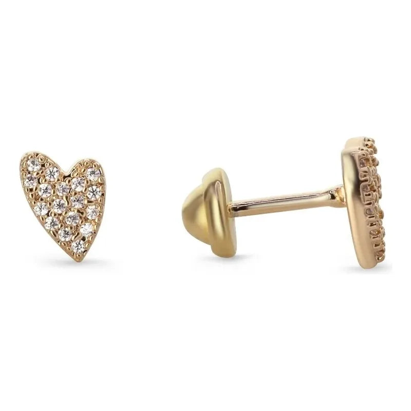 Aros De Niña O Bebe Con Tope De Oro 18k Enchapados Con Caja Dorado