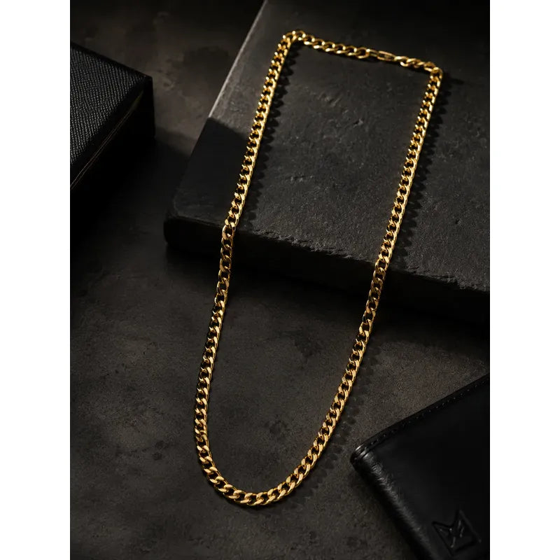 Cadena Cubana Hombre Acero Inoxidable 8mm Gruesa Regalo Dorado