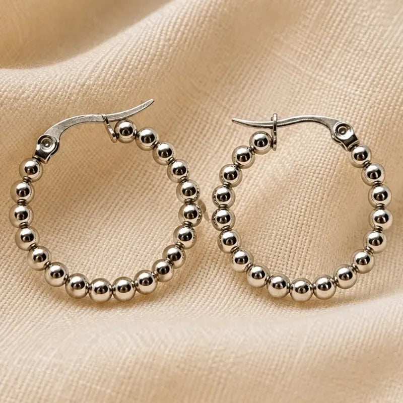 Aros Mujer Argollas Acero Inoxidable Minimalistas 20mm Plateado
